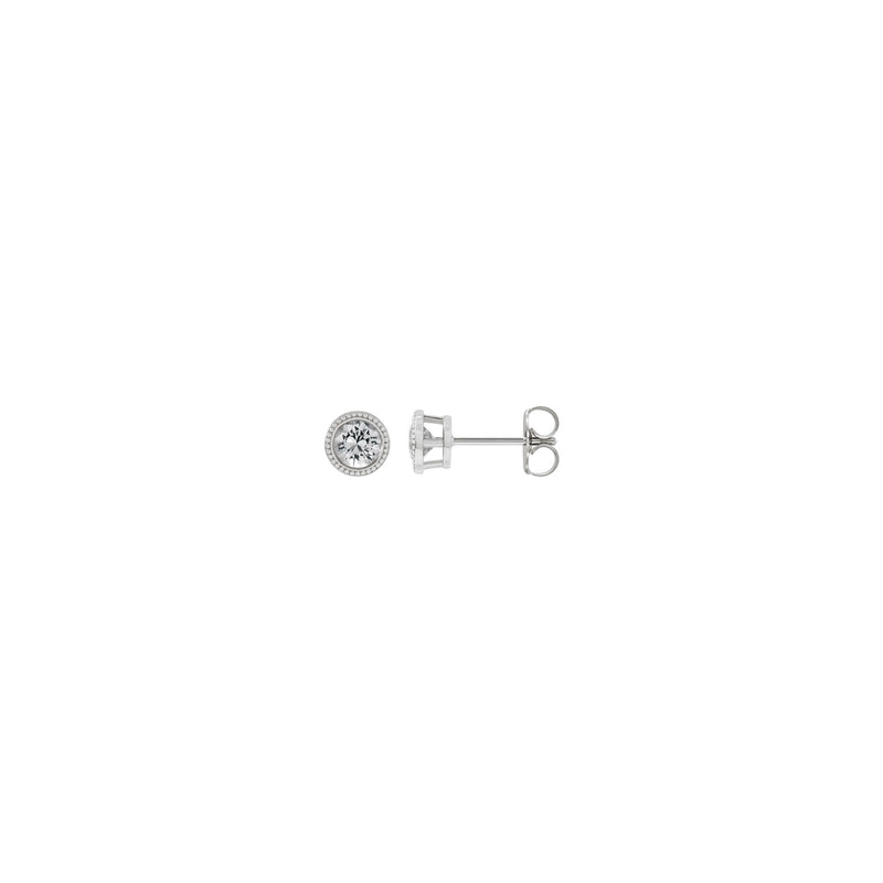 4 mm Round White Sapphire Beaded Halo Stud Earrings (Silver) main - Popular Jewelry - New York