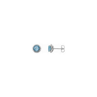 Anting Kancing Aquamarine Bulat dan Berlian Halo 5 mm (Perak) utama - Popular Jewelry - New York