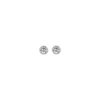 5 मिमी गोलाकार पांढरा डायमंड हॅलो स्टड कानातले (सिल्व्हर) समोर - Popular Jewelry - न्यूयॉर्क