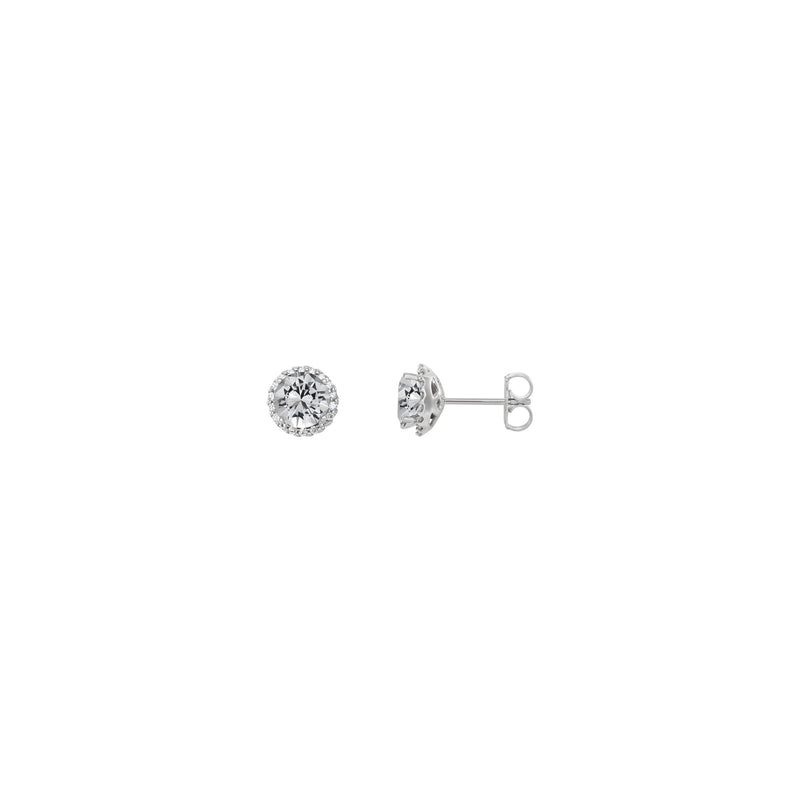 5 mm Round White Diamond Halo Stud Earrings (Silver) main - Popular Jewelry - New York