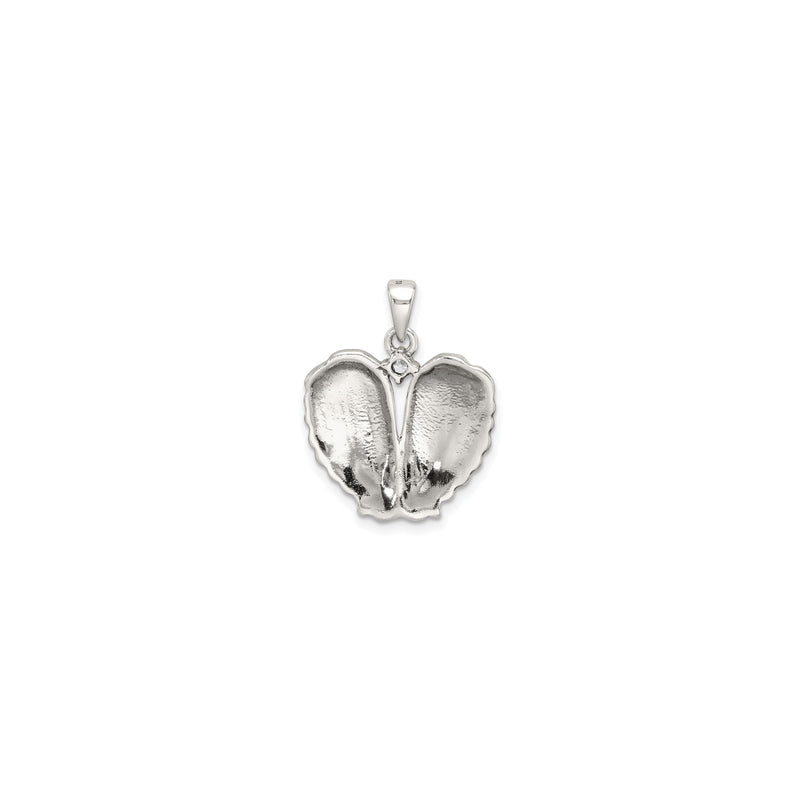 Antiqued Colossal Angel Wings CZ Pendant (Silver) back - Popular Jewelry - New York