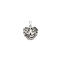 Antiqued Colossal Angel Wings CZ Pendant (Silver) front - Popular Jewelry - New York