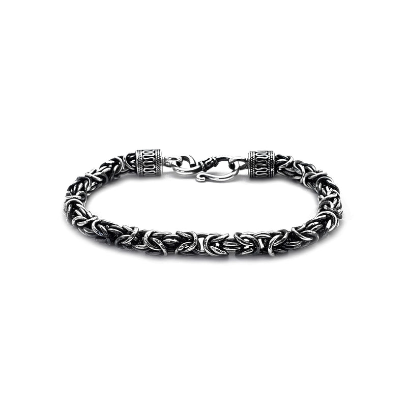 Antiqued-Finish Round Byzantine Bracelet (Silver) Popular Jewelry - New York