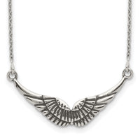 Antiqued Wings Necklace (Silver) front - Popular Jewelry - Nýja Jórvík