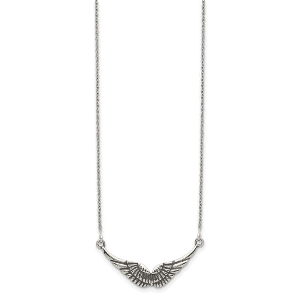 Antiqued Wings Necklace (Silver) main - Popular Jewelry - New York