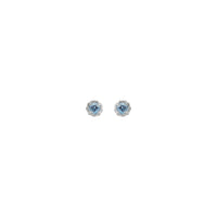 Aquamarine Claw Rope Stud Earrings (Silver) front - Popular Jewelry - Niu Yoki