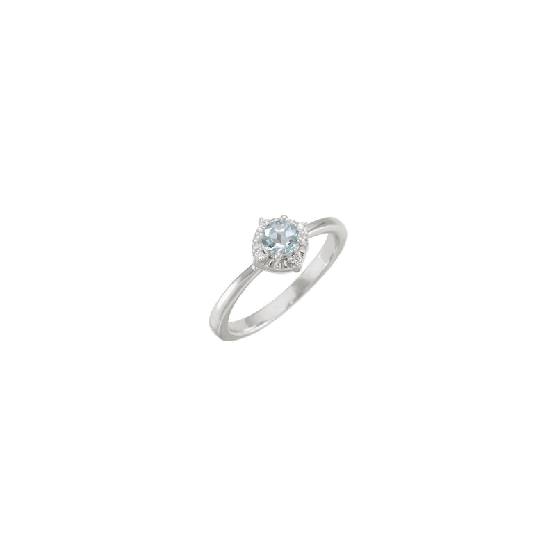 Aquamarine and Diamond Compass Halo Ring (Silver) front - Popular Jewelry - New York