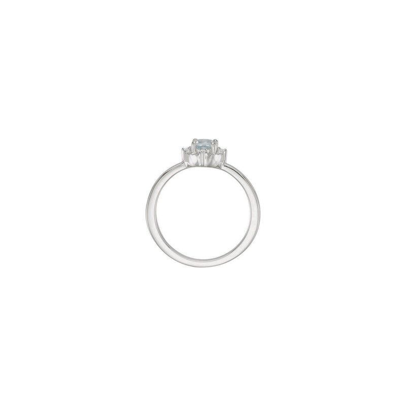 Aquamarine and Diamond Compass Halo Ring (Silver) side - Popular Jewelry - New York