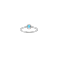 Aquamarine and Diamond French-Set Halo Ring (Silver) front - Popular Jewelry - New York