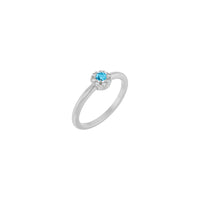 Aquamarine and Diamond French-Set Halo Ring (Silver) main - Popular Jewelry - New York