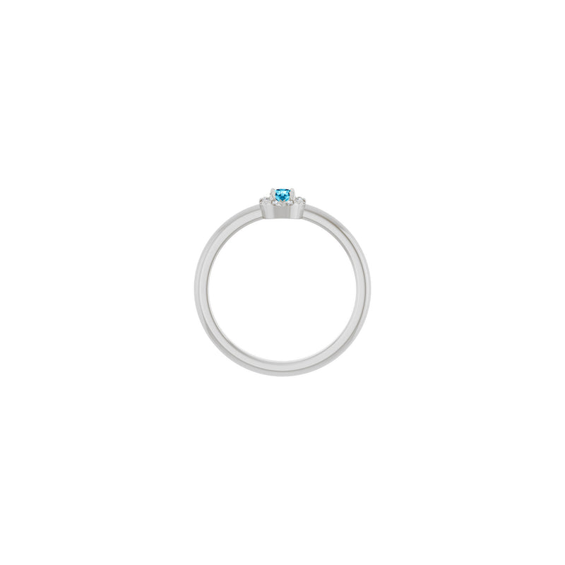 Aquamarine and Diamond French-Set Halo Ring (Silver) setting - Popular Jewelry - New York