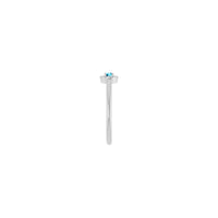 Aquamarine and Diamond French-Set Halo Ring (Silver) side - Popular Jewelry - New York