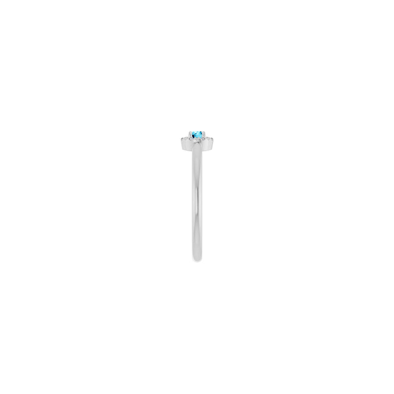 Aquamarine and Diamond French-Set Halo Ring (Silver) side - Popular Jewelry - New York
