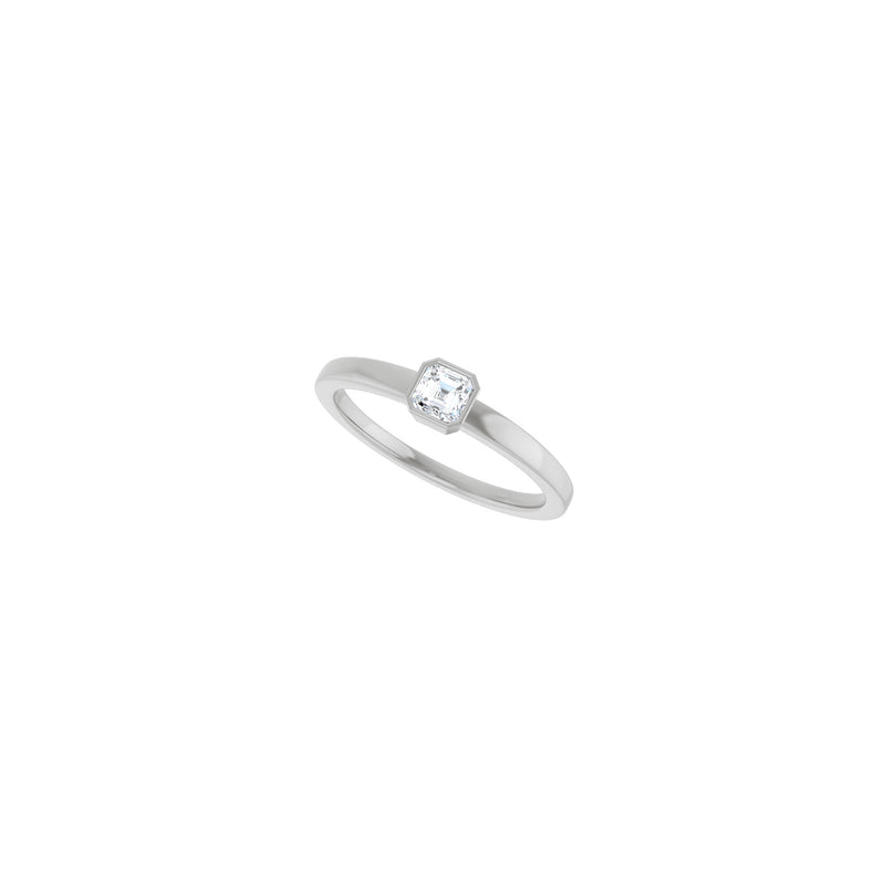 Asscher Natural Diamond Solitaire Ring (Silver) diagonal - Popular Jewelry - New York