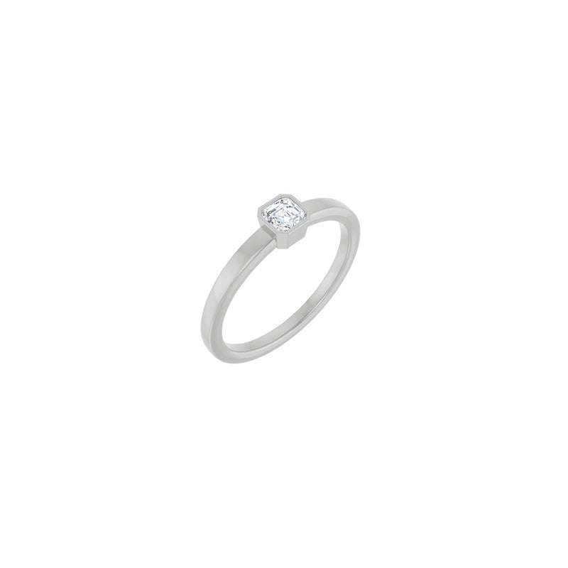 Asscher Natural Diamond Solitaire Ring (Silver) main - Popular Jewelry - New York