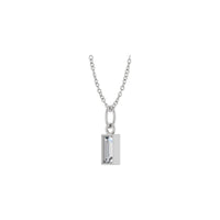 Collana con castone rettangolare con diamanti baguette (argento) diagonale - Popular Jewelry - New York