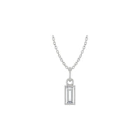 Baguette Diamond Rectangle Bezel Necklace (Silver) front - Popular Jewelry - Newyork