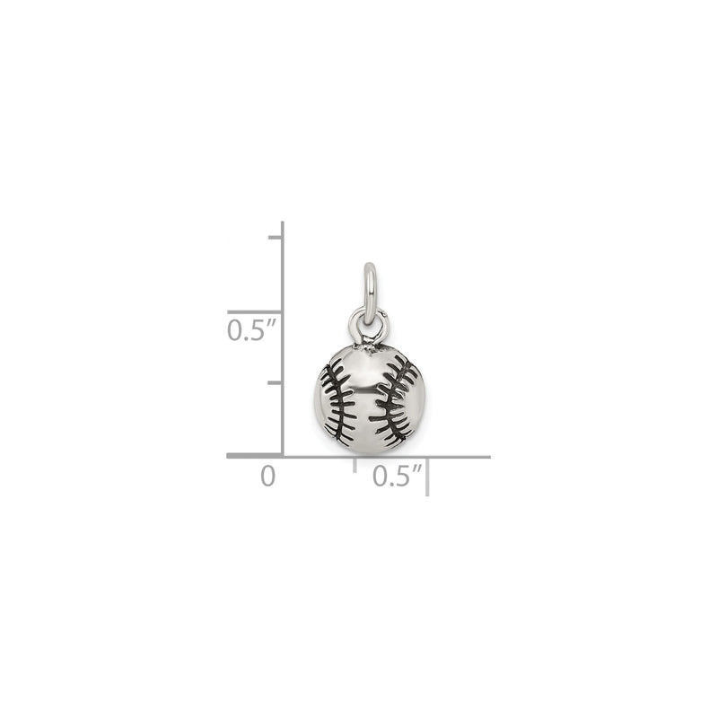 Baseball Antiqued Pendant (Silver) scale - Popular Jewelry - New York