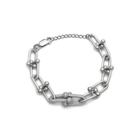 串珠回形针 CZ 手链（银色） Popular Jewelry  - 纽约