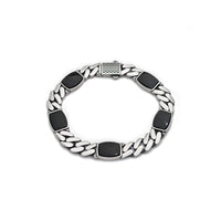 Black Onyx Gunmetal Dhamaystir Miami Cuban Bracelet (Silver) hore - Popular Jewelry - New York