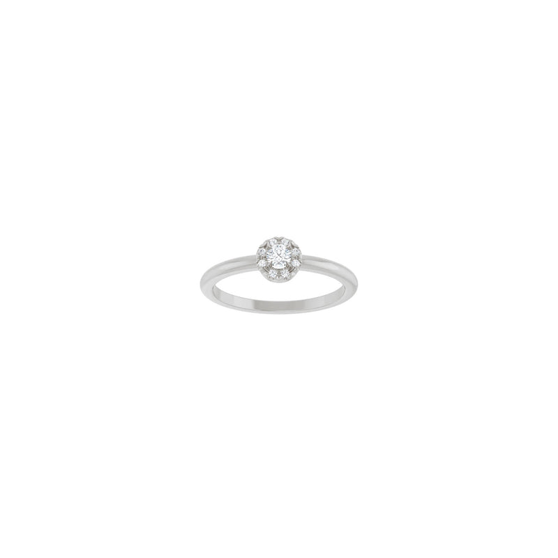 Diamond French-Set Halo Ring (Silver) front - Popular Jewelry - New York