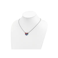 قلادة على شكل قلب لغز التوحد مطلية بالمينا (فضية) - Popular Jewelry - نيويورك
