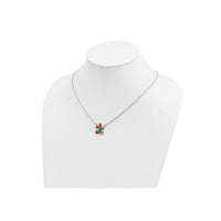 Emajlirana ogrlica s komadićima slagalice za autizam (srebrna) pregled - Popular Jewelry - New York