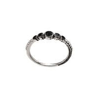 Five Stone Black Cubic Zirconia Bezel Setting Ring (Silver)