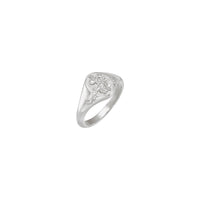花卉椭圆形图章戒指（银色）主 - Popular Jewelry  - 纽约