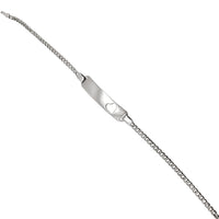 Heart-Shaped Cutout ID Tag Cuban Bracelet (Silver)