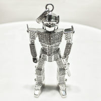 Iced-Out Robot Pendant Silver