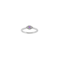 Natural Amethyst Stackable Evil Eye Ring (Silver) front - Popular Jewelry - New York