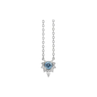 Natural Aquamarine and Diamond Necklace (Silver) front - Popular Jewelry - Efrog Newydd