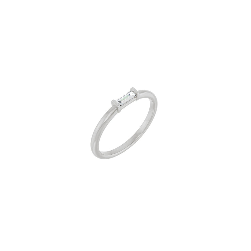 Natural Baguette Diamond Solitaire Ring (Silver) main - Popular Jewelry - New York
