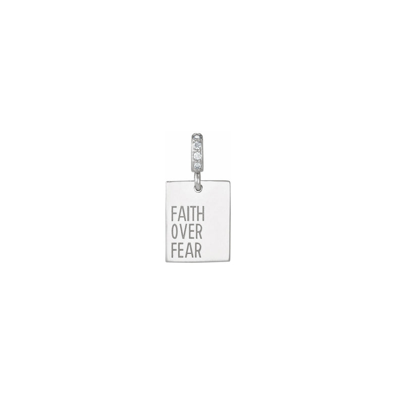 Natural Diamond Faith Over Fear Pendant (Silver) front - Popular Jewelry - New York