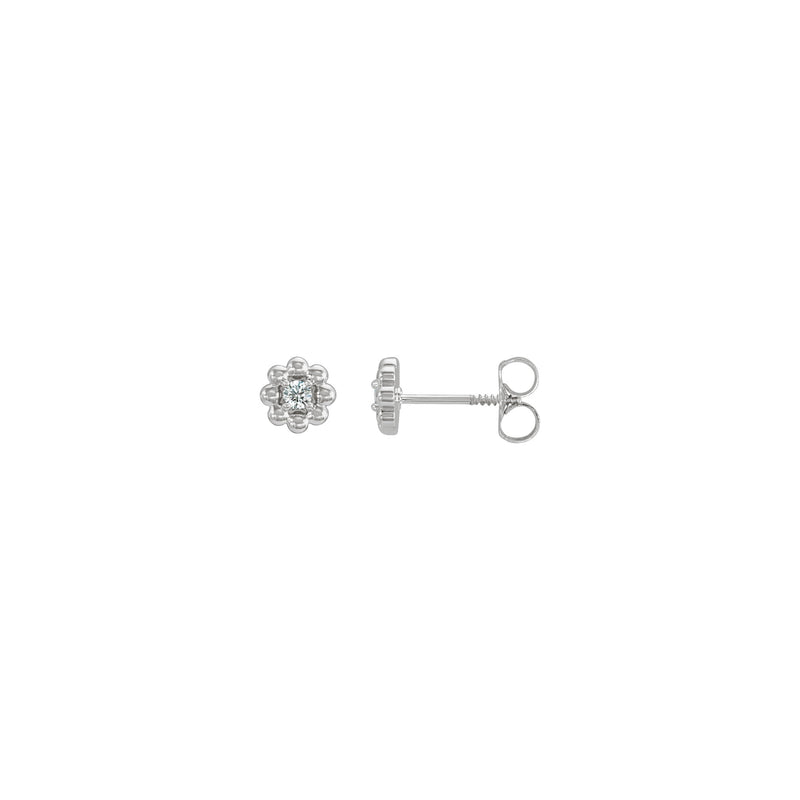Natural Diamond Petite Flower Beaded Earrings (Silver) main - Popular Jewelry - New York