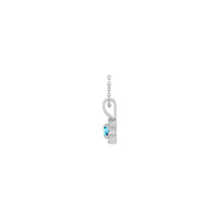 Natural Round Aquamarine and Diamond Halo Necklace (Silver) side - Popular Jewelry - Nuioka