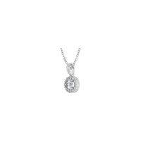 Natural Round White Diamond Halo Necklace (Silver) diagonal - Popular Jewelry - New York