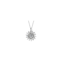 Natural White Sapphire and Marquise Diamond Halo Necklace (Silver) front - Popular Jewelry - New York