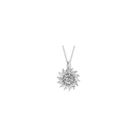 Natürlicher weißer Saphir und Marquise-Diamant-Halo-Halskette (Silber) vorne - Popular Jewelry - New York