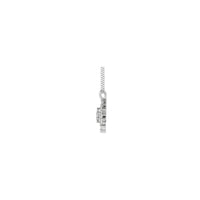 Prírodný biely zafírový a markízový diamantový náhrdelník Halo (strieborná) strana - Popular Jewelry - New York