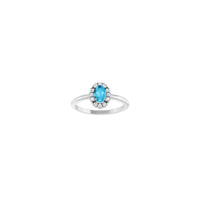 Oval Natural Aquamarine with Diamond French-Set Halo Ring (Silver) front - Popular Jewelry - New York