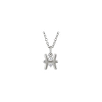 Pisces Zodiac Sign Diamond Solitaire Necklace (Silver) front - Popular Jewelry - New York