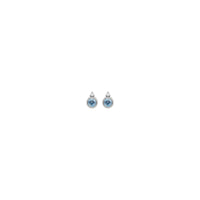 圆形海蓝宝石和钻石耳钉（银色）侧面 - Popular Jewelry  - 纽约