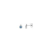 Round Aquamarine and Diamond Stud Earrings (Silver) main - Popular Jewelry - Niu Yoki