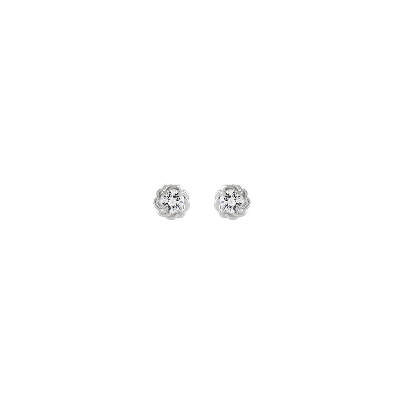 Round Diamond Rope Claw Stud Earrings (Silver) Popular Jewelry - New York