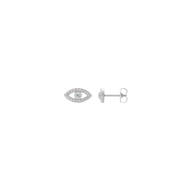White Sapphire Evil Eye Stud Earrings (Silver) main - Popular Jewelry - New York
