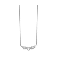 Winged CZ Heart Outline Necklace (Silver) full - Popular Jewelry - New York