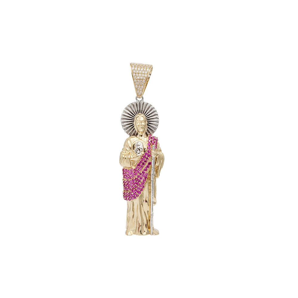 Red CZ Saint Jude Pendant (14K)