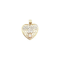 Tricolor "Sweet Fifteen" Quinceanera Heart Pendant (14K)